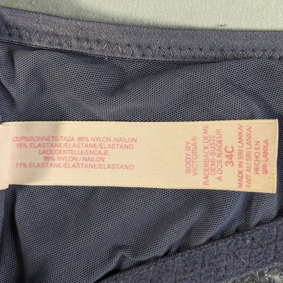 Victoria Secret 34C Body By Victoria lined Demi blue w/front close & lace! GUC! - Picture 12 of 16